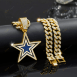 Dallas Cowboys Hip Hop Iced Out Bling Pendant Cuban Chain | Fashion Punk Cool Jewelry