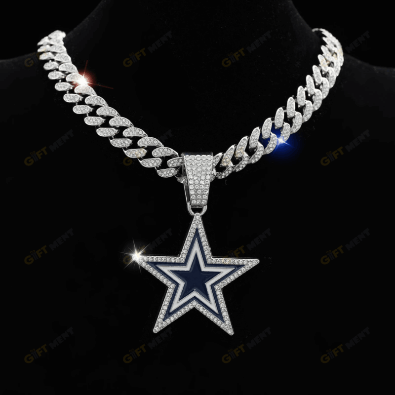 Dallas Cowboys Hip Hop Iced Out Bling Pendant Cuban Chain | Fashion Punk Cool Jewelry
