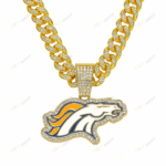 Denver Broncos Hip Hop Iced Out Bling Pendant Cuban Chain | Fashion Punk Cool Jewelry