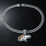 Denver Broncos Hip Hop Iced Out Bling Pendant Cuban Chain | Fashion Punk Cool Jewelry