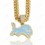 Detroit Lions Hip Hop Iced Out Bling Pendant Cuban Chain | Fashion Punk Cool Jewelry