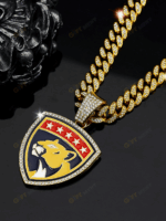 Florida Panthers Hip Hop Iced Out Bling Pendant Cuban Chain | Fashion Punk Cool Jewelry
