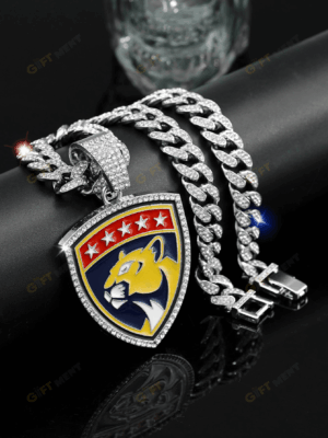 Florida Panthers Hip Hop Iced Out Bling Pendant Cuban Chain | Fashion Punk Cool Jewelry