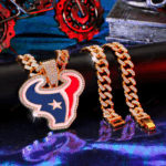Houston Texans Hip Hop Iced Out Bling Pendant Cuban Chain | Fashion Punk Cool Jewelry
