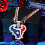 Houston Texans Hip Hop Iced Out Bling Pendant Cuban Chain | Fashion Punk Cool Jewelry