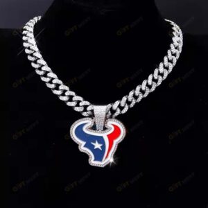 Houston Texans Hip Hop Iced Out Bling Pendant Cuban Chain | Fashion Punk Cool Jewelry