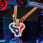 Houston Texans Hip Hop Iced Out Bling Pendant Cuban Chain | Fashion Punk Cool Jewelry