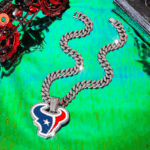 Houston Texans Hip Hop Iced Out Bling Pendant Cuban Chain | Fashion Punk Cool Jewelry