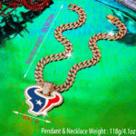 Houston Texans Hip Hop Iced Out Bling Pendant Cuban Chain | Fashion Punk Cool Jewelry