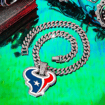 Houston Texans Hip Hop Iced Out Bling Pendant Cuban Chain | Fashion Punk Cool Jewelry