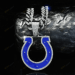 Indianapolis Colts Hip Hop Iced Out Bling Pendant Cuban Chain | Fashion Punk Cool Jewelry