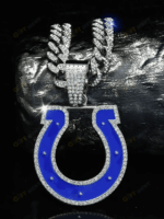 Indianapolis Colts Hip Hop Iced Out Bling Pendant Cuban Chain | Fashion Punk Cool Jewelry