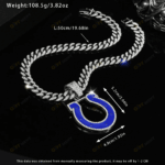 Indianapolis Colts Hip Hop Iced Out Bling Pendant Cuban Chain | Fashion Punk Cool Jewelry