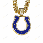Indianapolis Colts Hip Hop Iced Out Bling Pendant Cuban Chain | Fashion Punk Cool Jewelry