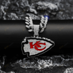 Kansas City Chiefs Hip Hop Iced Out Bling Pendant Cuban Chain | Fashion Punk Cool Jewelry
