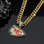 Kansas City Chiefs Hip Hop Iced Out Bling Pendant Cuban Chain | Fashion Punk Cool Jewelry