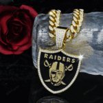 Las Vegas Raiders Hip Hop Iced Out Bling Pendant Cuban Chain | Fashion Punk Cool Jewelry