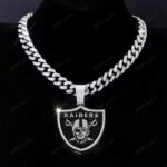 Las Vegas Raiders Hip Hop Iced Out Bling Pendant Cuban Chain | Fashion Punk Cool Jewelry