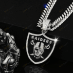 Las Vegas Raiders Hip Hop Iced Out Bling Pendant Cuban Chain | Fashion Punk Cool Jewelry
