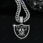 Las Vegas Raiders Hip Hop Iced Out Bling Pendant Cuban Chain | Fashion Punk Cool Jewelry