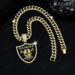 Las Vegas Raiders Hip Hop Iced Out Bling Pendant Cuban Chain | Fashion Punk Cool Jewelry