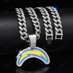 Los Angeles Chargers Hip Hop Iced Out Bling Pendant Cuban Chain | Fashion Punk Cool Jewelry