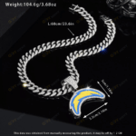 Los Angeles Chargers Hip Hop Iced Out Bling Pendant Cuban Chain | Fashion Punk Cool Jewelry