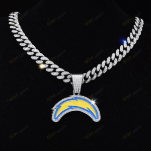 Los Angeles Chargers Hip Hop Iced Out Bling Pendant Cuban Chain | Fashion Punk Cool Jewelry