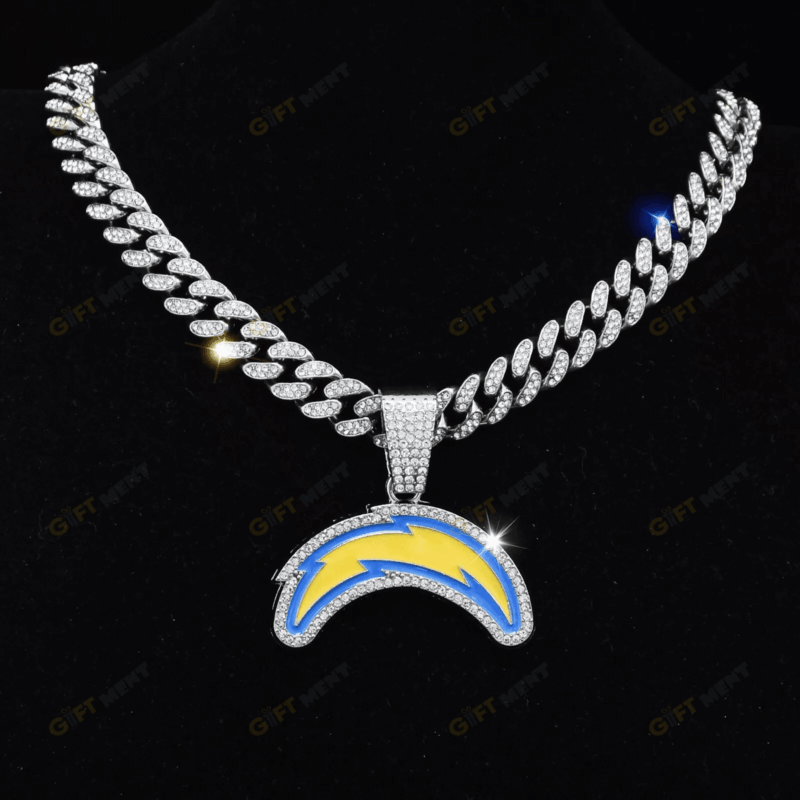 Los Angeles Chargers Hip Hop Iced Out Bling Pendant Cuban Chain | Fashion Punk Cool Jewelry