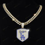 Los Angeles Dodgers Hip Hop Iced Out Bling Pendant Cuban Chain | Fashion Punk Cool Jewelry