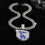 Los Angeles Dodgers Hip Hop Iced Out Bling Pendant Cuban Chain | Fashion Punk Cool Jewelry