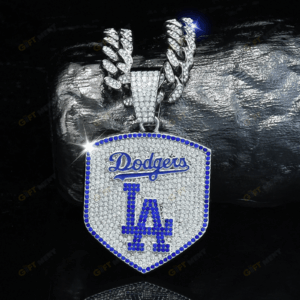 Los Angeles Dodgers Hip Hop Iced Out Bling Pendant Cuban Chain | Fashion Punk Cool Jewelry