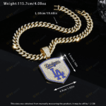 Los Angeles Dodgers Hip Hop Iced Out Bling Pendant Cuban Chain | Fashion Punk Cool Jewelry