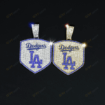 Los Angeles Dodgers Hip Hop Iced Out Bling Pendant Cuban Chain | Fashion Punk Cool Jewelry