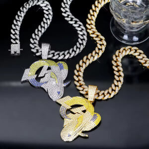 Los Angeles Rams Chains Hip Hop Iced Out Bling Pendant Cuban Chain