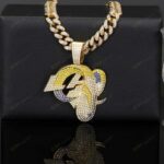 Los Angeles Rams Chains Hip Hop Iced Out Bling Pendant Cuban Chain | Fashion Punk Cool Jewelry