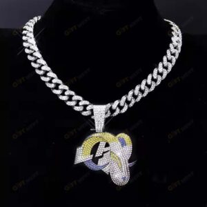 Los Angeles Rams Chains Hip Hop Iced Out Bling Pendant Cuban Chain | Fashion Punk Cool Jewelry