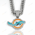 Miami Dolphins Hip Hop Iced Out Bling Pendant Cuban Chain | Fashion Punk Cool Jewelry
