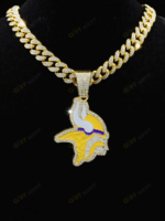 Minnesota Vikings Hip Hop Iced Out Bling Pendant Cuban Chain | Fashion Punk Cool Jewelry