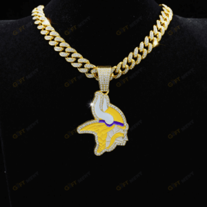 Minnesota Vikings Hip Hop Iced Out Bling Pendant Cuban Chain | Fashion Punk Cool Jewelry