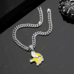 Minnesota Vikings Hip Hop Iced Out Bling Pendant Cuban Chain | Fashion Punk Cool Jewelry