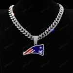 New England Patriots Hip Hop Iced Out Bling Pendant Cuban Chain | Fashion Punk Cool Jewelry