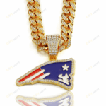 New England Patriots Hip Hop Iced Out Bling Pendant Cuban Chain | Fashion Punk Cool Jewelry