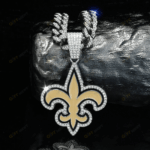 New Orleans Saints Hip Hop Iced Out Bling Pendant Cuban Chain | Fashion Punk Cool Jewelry