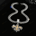 New Orleans Saints Hip Hop Iced Out Bling Pendant Cuban Chain | Fashion Punk Cool Jewelry