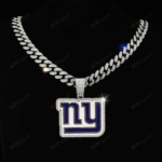New York Giants Hip Hop Iced Out Bling Pendant Cuban Chain | Fashion Punk Cool Jewelry