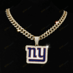 New York Giants Hip Hop Iced Out Bling Pendant Cuban Chain | Fashion Punk Cool Jewelry