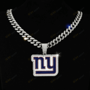 New York Giants Hip Hop Iced Out Bling Pendant Cuban Chain | Fashion Punk Cool Jewelry