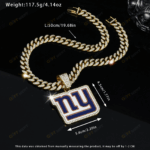 New York Giants Hip Hop Iced Out Bling Pendant Cuban Chain | Fashion Punk Cool Jewelry