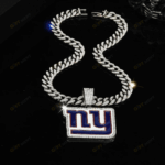 New York Giants Hip Hop Iced Out Bling Pendant Cuban Chain | Fashion Punk Cool Jewelry